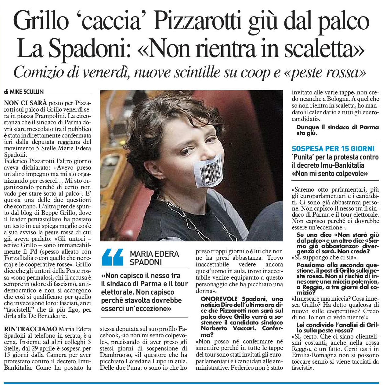 Grillo a Reggio. Intervista Resto del Carlino