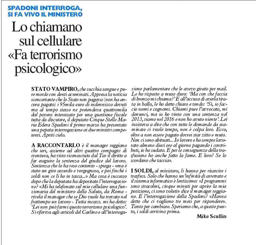 Rs Spadoni trasfusioni sangue infetto Resto del Carlino