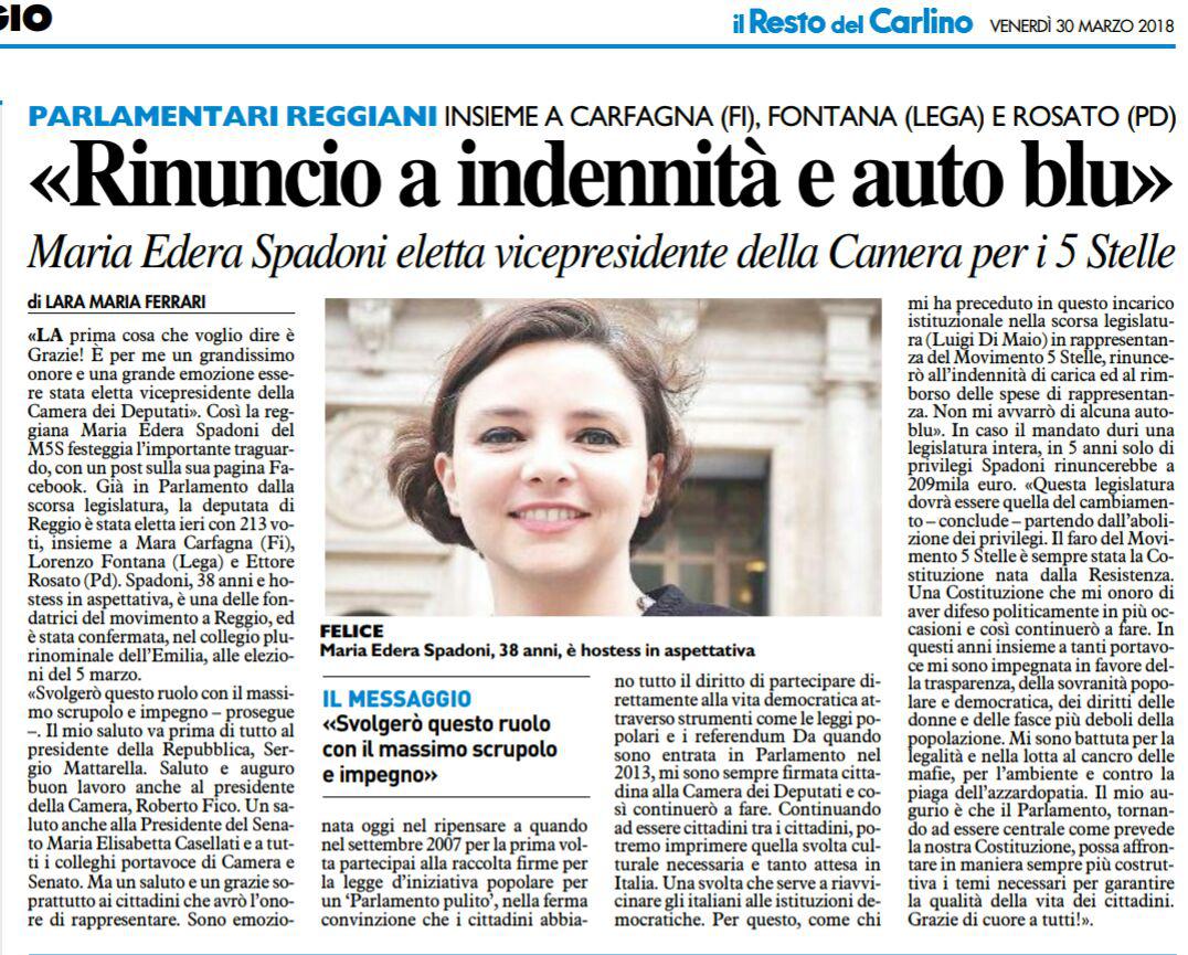 Spadoni rinuncerò ad indennità ed ad auto blu Il Resto del Carlino