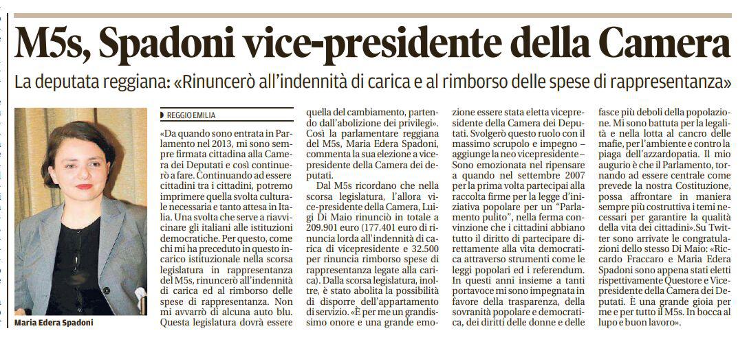 Spadoni vice presidente della Camera dei Deputati Gazzetta